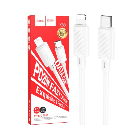 Hoco X88 Gratified PD20W Type-C to Lightning 2.4A Cable 1m White